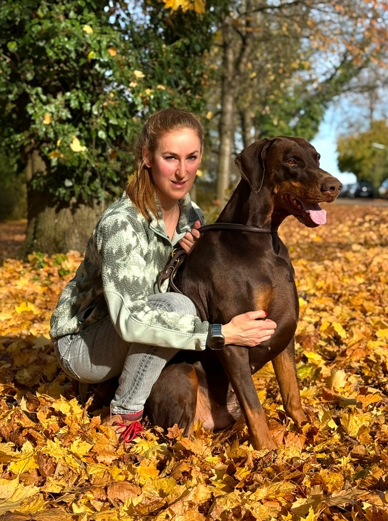 Aurin with his owner